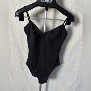 Mirella Twist Front Black Bodysuit